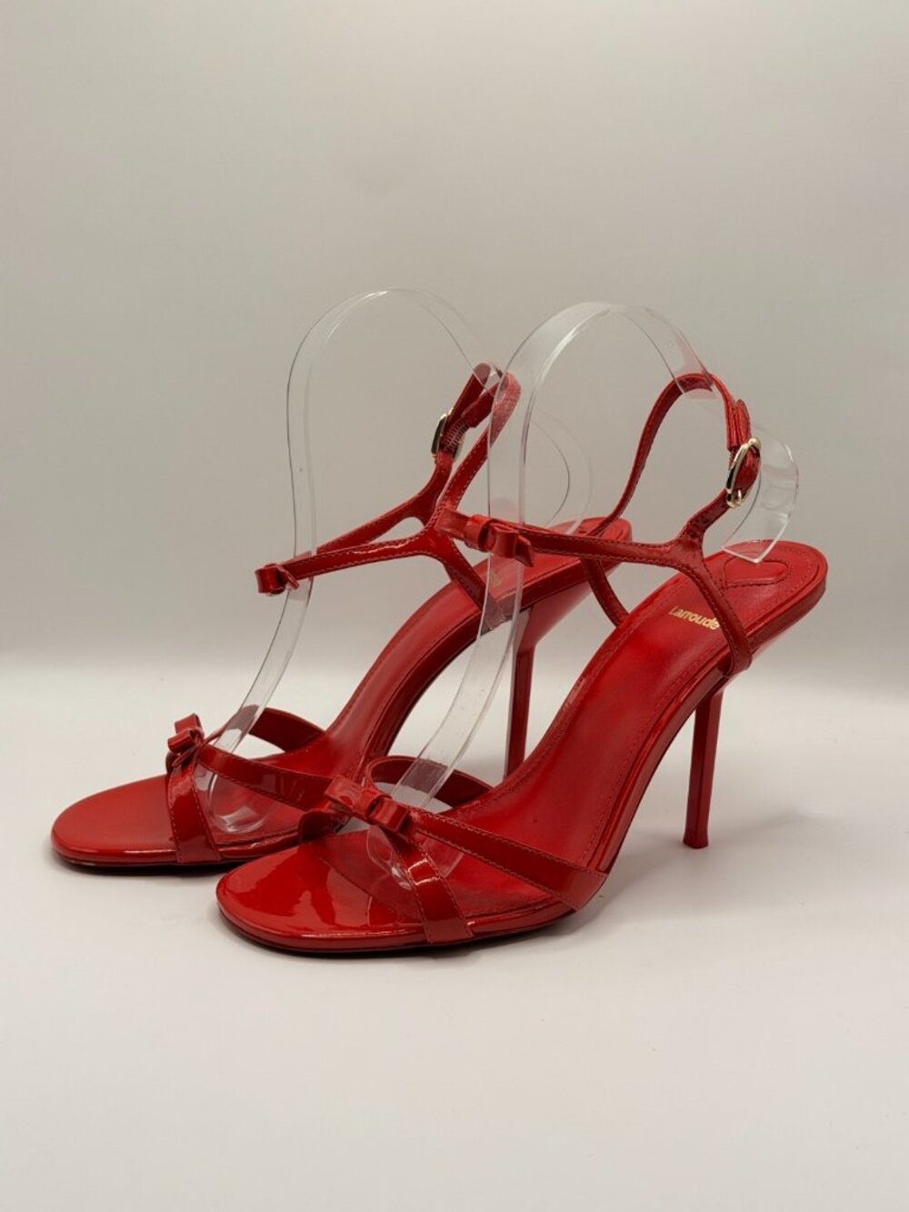 Larroudé Womens Brooks Red Bow Strap High Heel Sandal Sz 9.5